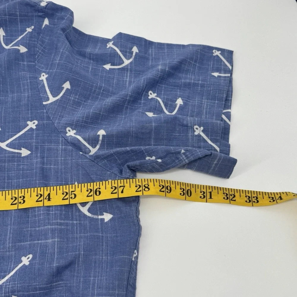Brooks Brothers Anchor Print Shirt XXL Regent Fit‎ Blue Nautical Button Front